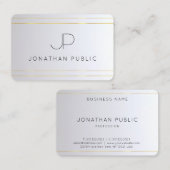 Monogram Initiaal Goud Zilver Elegante Sjabloon Visitekaartje (Voorkant / Achterkant)