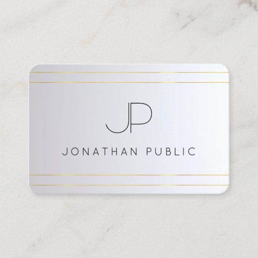 Monogram Initiaal Goud Zilver Elegante Sjabloon Visitekaartje (Voorkant)