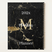 Monogram Initiaal Goud Zwart Marmer Niet gedateerd Planner (Achterkant)