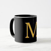 Monogram Initiaal Goud Zwart Persoonlijke Naam Cad Mok (Voorkant links)