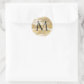 Monogram Initiaal Gouden Glitter Chic Ronde Sticker (Tas)
