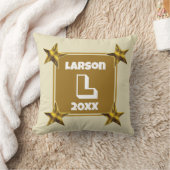 Monogram Initiaal Gouden Ster Huwelijksgeschenk Kussen (Deken)