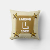 Monogram Initiaal Gouden Ster Huwelijksgeschenk Kussen (Voorkant)