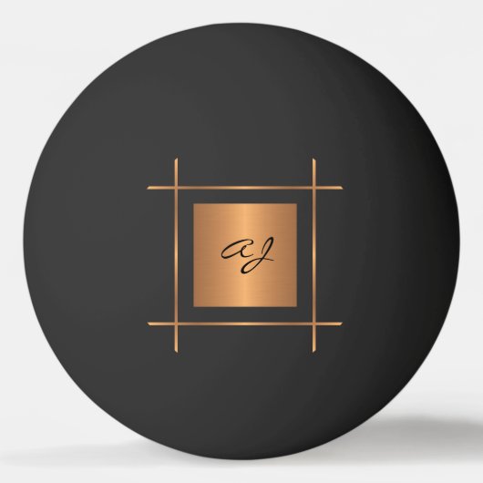 Monogram initiaal gouden typografie script zwart pingpongbal (Voorkant)
