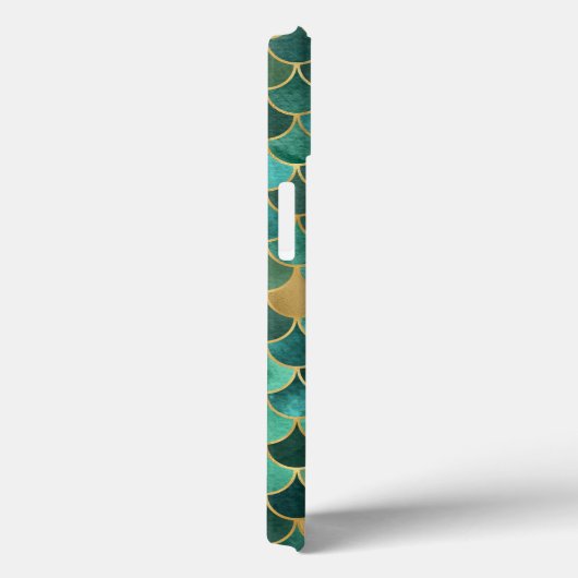Monogram Initiaal Green Emerald Gold Mermaid Scale Case-Mate iPhone Case (Achterkant / Rechts)
