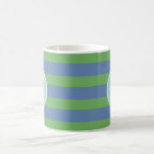 Monogram Initiaal Green Periwinkle Striped Pattern Koffiemok (Center)