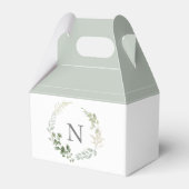 Monogram Initiaal Greenery Sage Green Bedankdoosjes (Voorkant Zijde)