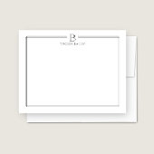 Monogram Initiaal Grijs Dubbel Rand Professioneel Notitiekaartje