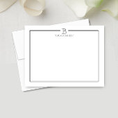 Monogram Initiaal Grijs Dubbele Rand Professionele Notitiekaartje