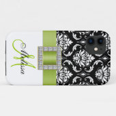 Monogram Initiaal Groen zwart Damask iPhone 5 Hoes (Achterkant (horizontaal))