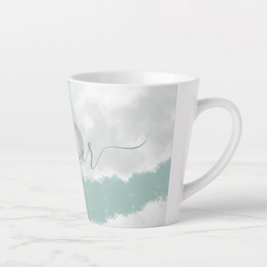  Monogram Initiaal Groene Waterverf Latte Mok (Rechts)