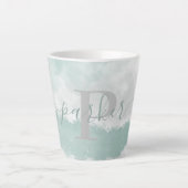  Monogram Initiaal Groene Waterverf Latte Mok (Voorkant)