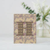 Monogram Initiaal H Elegante Vintage Bloem Briefkaart (Staand voorkant)
