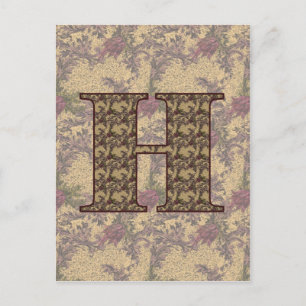 Monogram Initiaal H Elegante Vintage Bloem Briefkaart