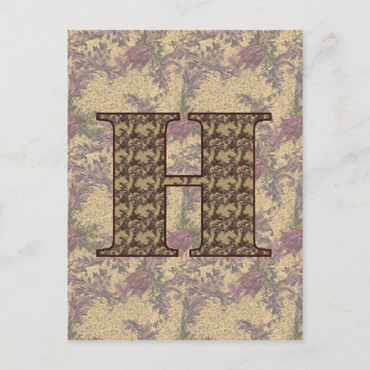 Monogram Initiaal H Elegante Vintage Bloem Briefkaart (Voorkant)