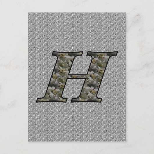 Monogram Initiaal H Hydrangea Bloemen Briefkaart (Voorkant)