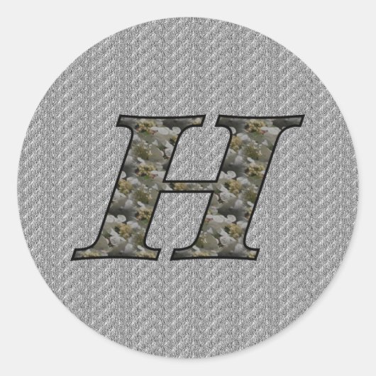 Monogram Initiaal H Hydrangea Bloemen Ronde Sticker (Voorkant)