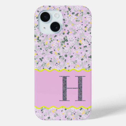 MONOGRAM INITIAAL H LILA KLEINE BLOEMETJES Case-Mate iPhone CASE (Achterkant)