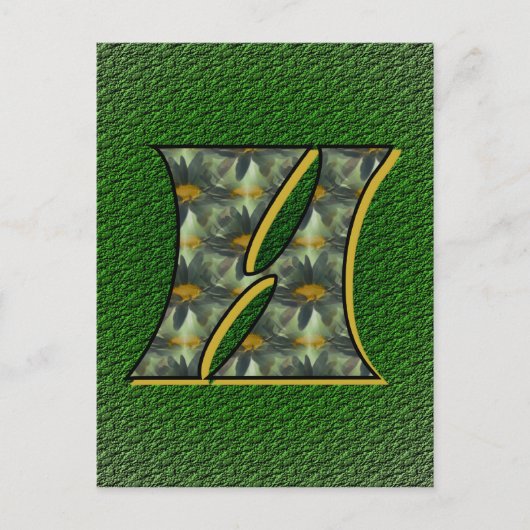 Monogram Initiaal H Madeliefjes Bloem Kunst Briefkaart (Voorkant)