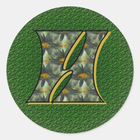 Monogram Initiaal H Madeliefjes Bloem Kunst Ronde Sticker (Voorkant)