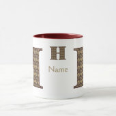 Monogram Initiaal H Vintage Bloemmotief Gepersonal Mok (Midden)