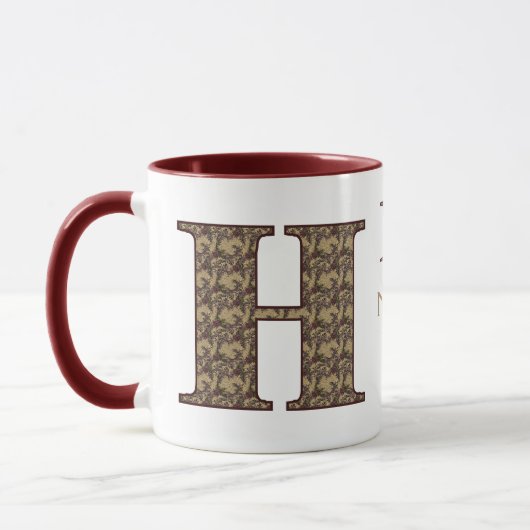 Monogram Initiaal H Vintage Bloemmotief Gepersonal Mok (Links)