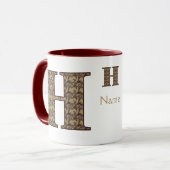 Monogram Initiaal H Vintage Bloemmotief Gepersonal Mok (Voorkant links)