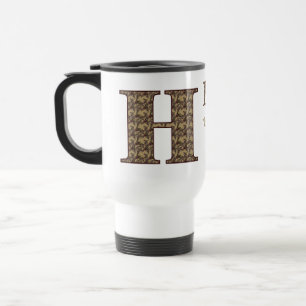 Monogram Initiaal H Vintage Bloemstuk Persoonlijk Reisbeker