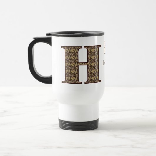Monogram Initiaal H Vintage Bloemstuk Persoonlijk Reisbeker (Links)