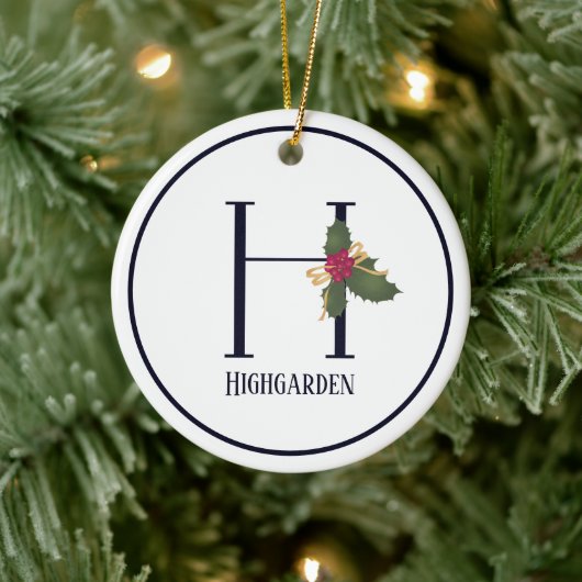 Monogram Initiaal H Vintage Kerstmis Keramisch Ornament (Boom)
