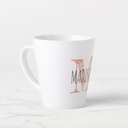 Monogram Initiaal Handgeschreven Naam Latte Mok (Linkerhoek)