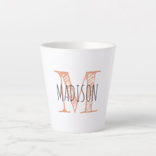 Monogram Initiaal Handgeschreven Naam Latte Mok