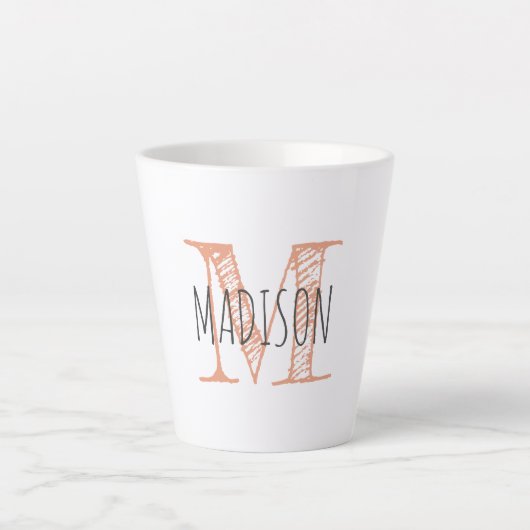Monogram Initiaal Handgeschreven Naam Latte Mok (Voorkant)