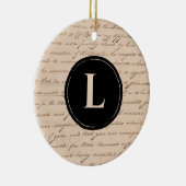 Monogram Initiaal handgeschreven papier Antiek let Keramisch Ornament (Rechts)