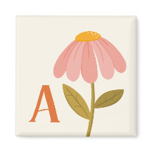 Monogram Initiaal Handgetekende Bloem Illustratie