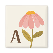 Monogram Initiaal Handgetekende Bloem Illustratie