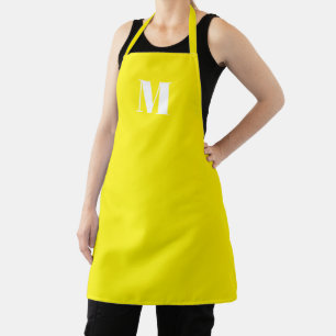 Monogram initiaal helder geel wit aanpassen schort