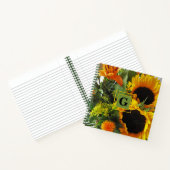 Monogram Initiaal Herfst Zonnebloemen 8.5x8.5 Notitieboek (Binnen)