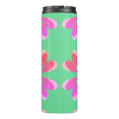Monogram Initiaal Hot Pink Lime Green Retro Floral Thermosbeker (Achterkant)