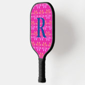 Monogram Initiaal Hot Pink Retro Pickleball Paddle (Links)