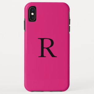Monogram Initiaal Hot Pink Solid Color Girly Case-Mate iPhone Case