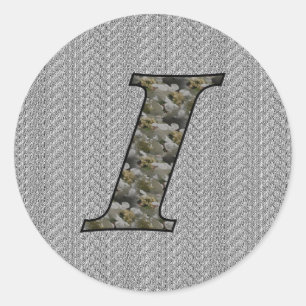 Monogram Initiaal I Hortensia Bloemen Ronde Sticker