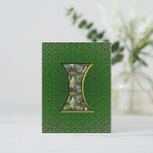 Monogram Initiaal I Madeliefjes Bloem Kunst Briefkaart (Staand voorkant)