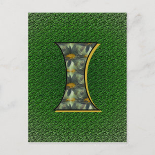 Monogram Initiaal I Madeliefjes Bloem Kunst Briefkaart