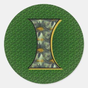 Monogram Initiaal I Madeliefjes FlowerArt Ronde Sticker
