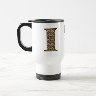 Monogram Initiaal I Vintage Bloemstuk Persoonlijk Reisbeker