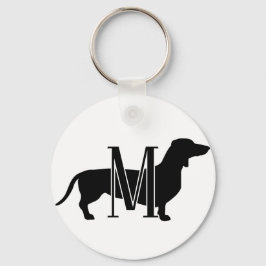 Monogram Initiaal Ik Hou Van Dachshunds Silhouet  Sleutelhanger