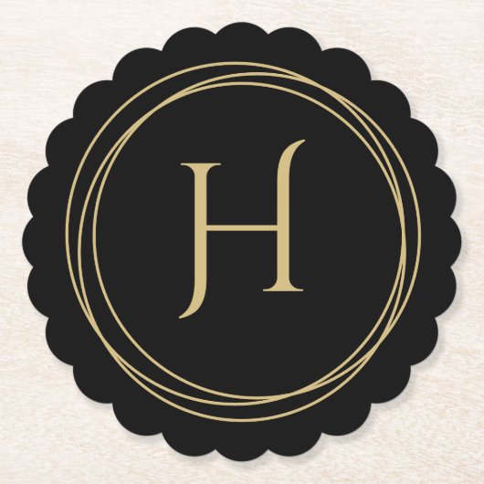 Monogram Initiaal in Circles Rond Kartonnen Onderzetters (Voorkant)