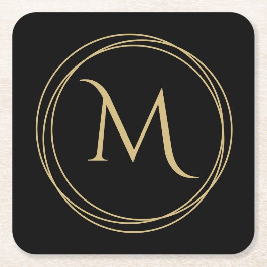 Monogram Initiaal in cirkels Kartonnen Onderzetters (Voorkant)