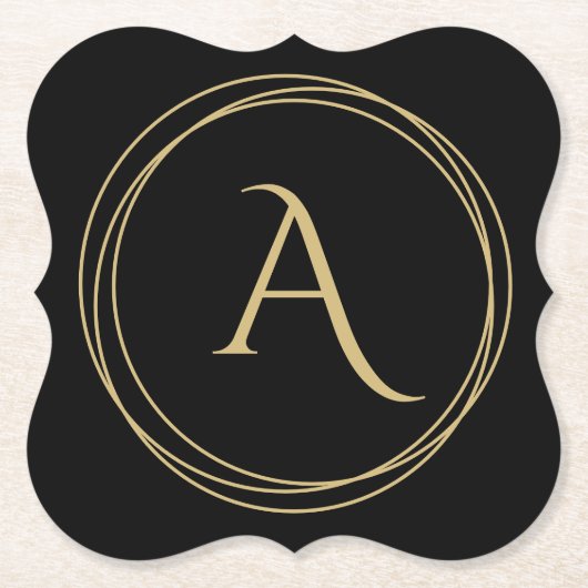 Monogram Initiaal in cirkels Kartonnen Onderzetters (Voorkant)